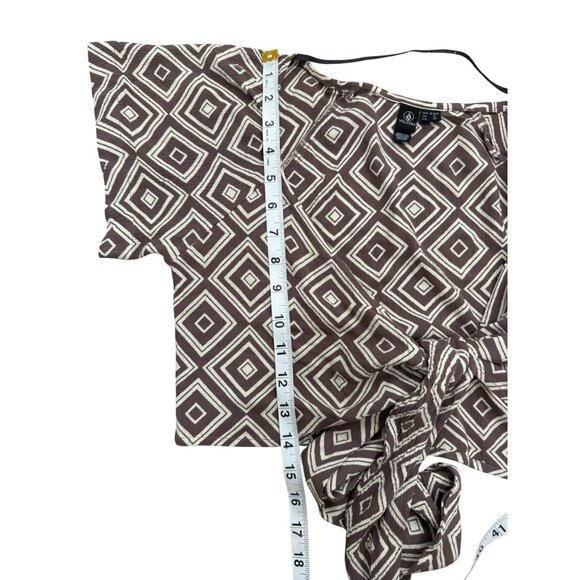 Volcom Womens Cropped Top Retrospectacle Printed Tie-Front Size S - Picture 6 of 8